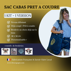 Kit prêt-à-coudre sac cabas Bleu Cigogne en denim haute couture avec broderie personnalisée